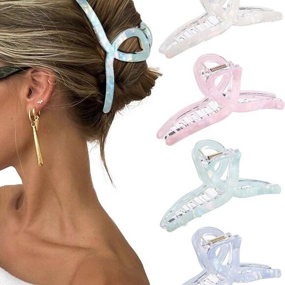 Accessories - Large Acrylic Hair Claw Clips 4PCS Thick Hair Secure Grip Stylish Accessory